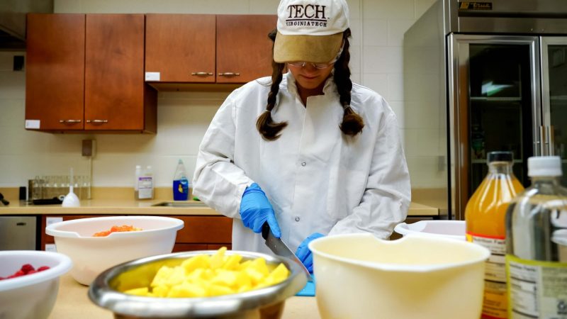 A student prepares food in a lab