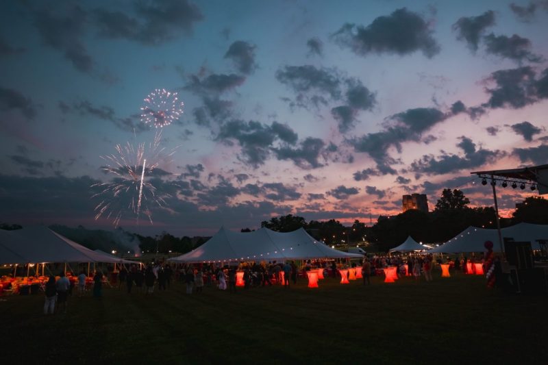 Fireworks over Alumni Weekend tents